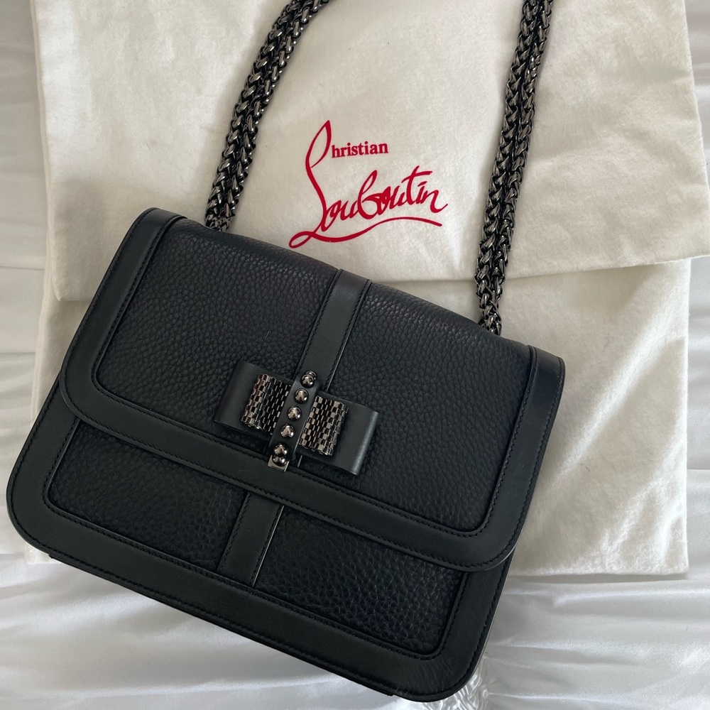 Christian Louboutin Black Leather And Patent Leather Sweet Charity Shoulder Bag